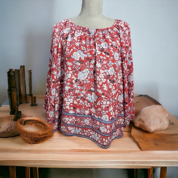 CHAPS RALPH LAUREN
WOMANS TUNIC BLOUSE SIZE P L/G RED MULTICOLOR
3/4 SLEEVE - Picture 4 of 14